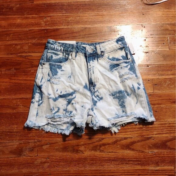 bp Pants - BP Blue Bleached Washed Jean Shorts Women Size 26 Distressed